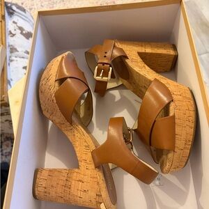 Michael Kors Tan Leather Platform Sandals